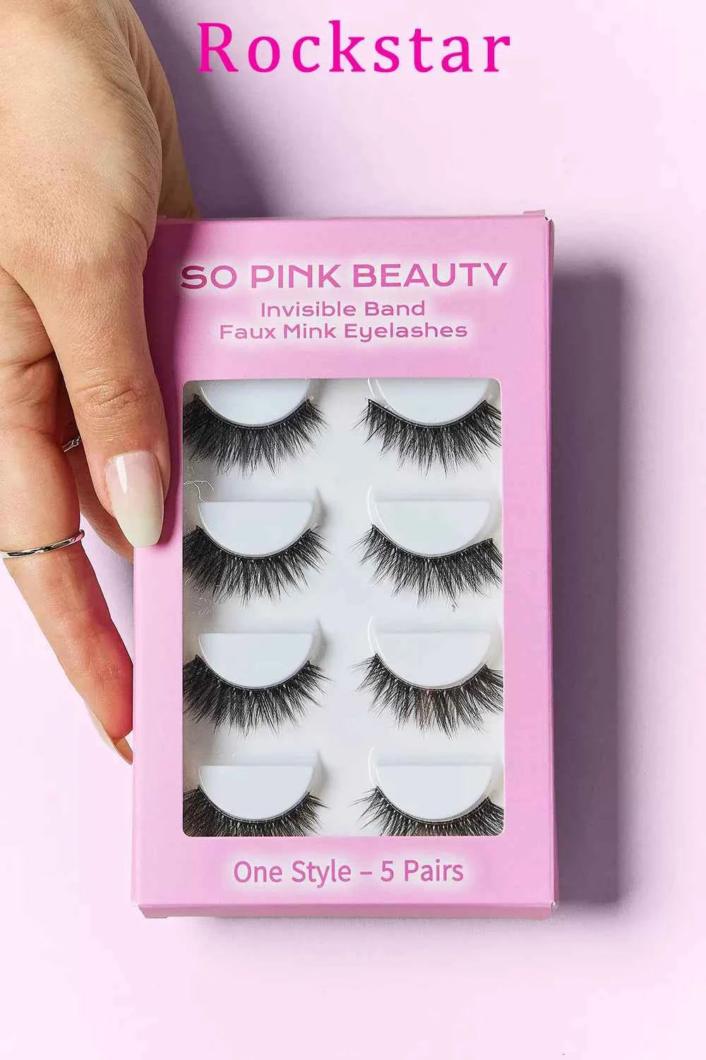 Women's So Pink Beauty Faux Mink False Eyelashes Variety Pack 5 Pairs One Size Rockstar One Size