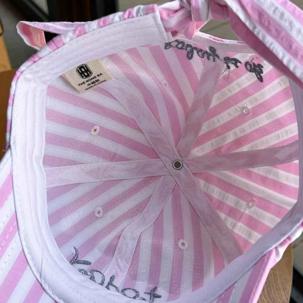 Women's Striped Embroidered Baseball Cap Adjustable Cotton Hat Multi Colors