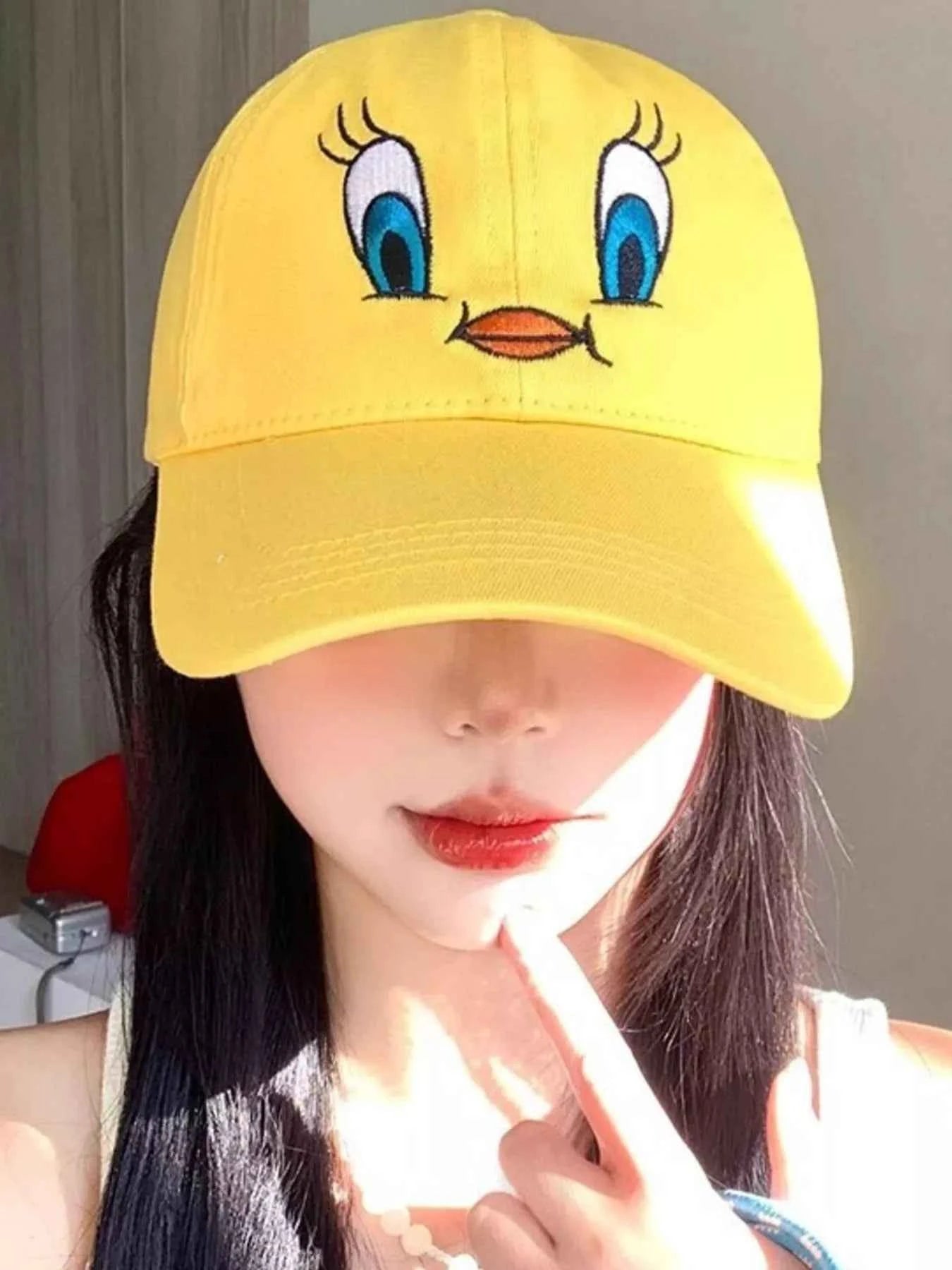 Women's Kawaii Duck Face Embroidered Baseball Cap K-Fashion Coastal One Size Yellow One Size