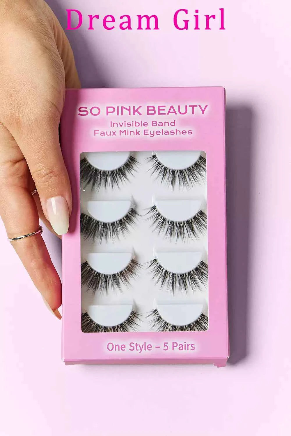 Women's So Pink Beauty Faux Mink False Eyelashes Variety Pack 5 Pairs One Size Dream Girl One Size