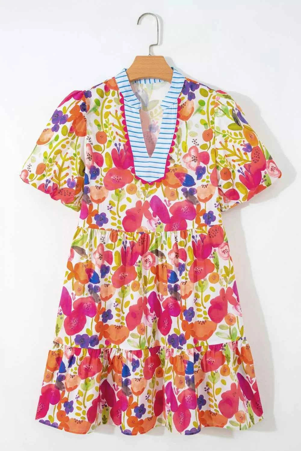 Floral Print Tiered Mini Dress