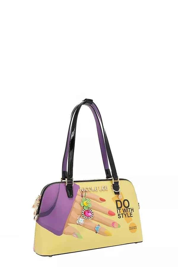 Women's Nicole Lee USA Nail Polish Dome Shoulder Bag Vegan Leather One Size