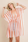 Women's Crochet Lace Cover-Up Tied Opaque Beach S-XL Orange S