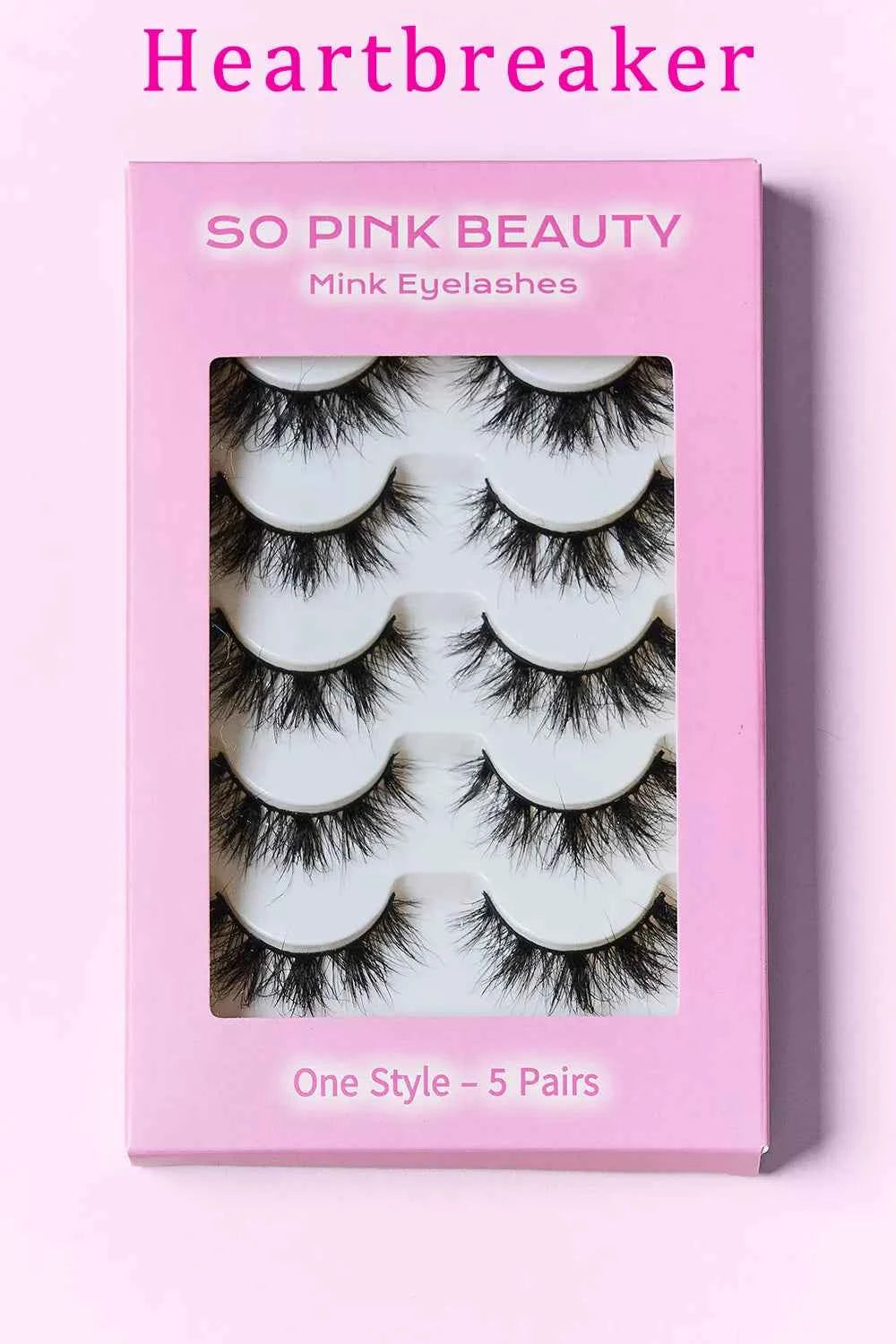 Women's So Pink Beauty 100% Mink False Eyelashes Varity Pack 5 Pairs One Size