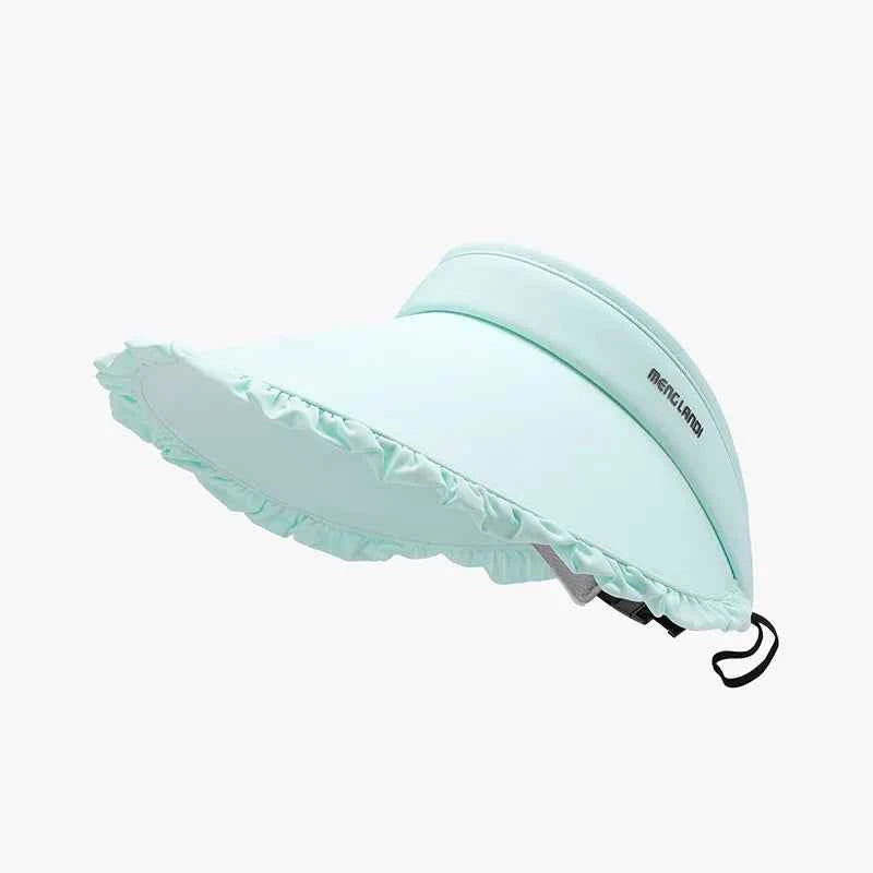 Women's Frill Adjustable Ice Silk Sun Hat Beach Resort Multi Colors One Size Light Blue One Size
