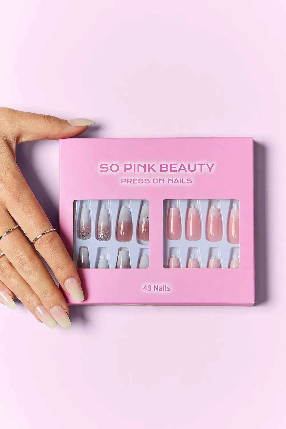 Women's So Pink Beauty Press-On Nails 2 Pack 48 Pieces Glue Included One Size Heartbreaker One Size