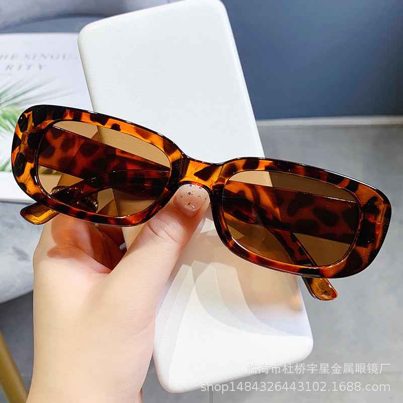 Women's Y2K Retro Rectangle Chunky Sunglasses UV400 Leopard One Size
