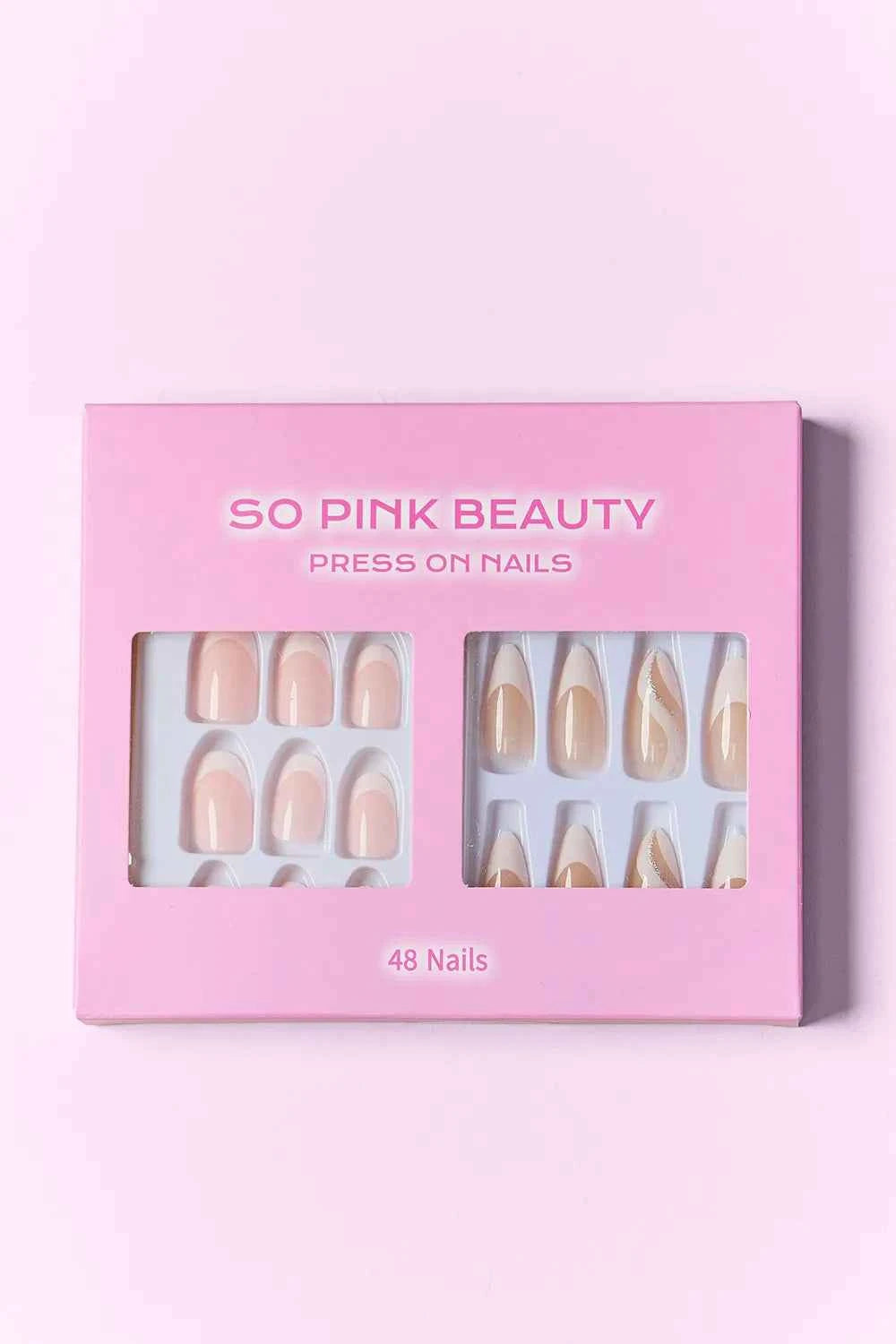 Women's So Pink Beauty Press-On Nails 2 Pack 48 Pieces Glue Included One Size