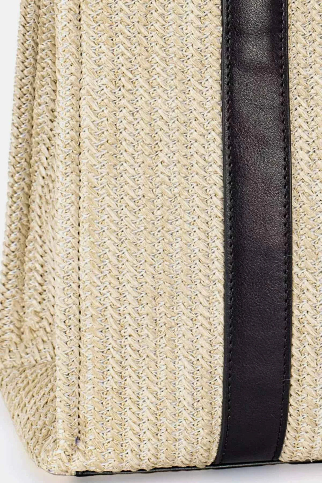 Women's Square Woven Tote Handbag Boho Beach Beige Black One Size