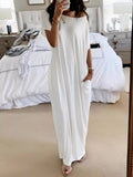 Women's Loose Fit Maxi Dress with Pockets – 5 Colors, S to 3XL White Maxi Dresses