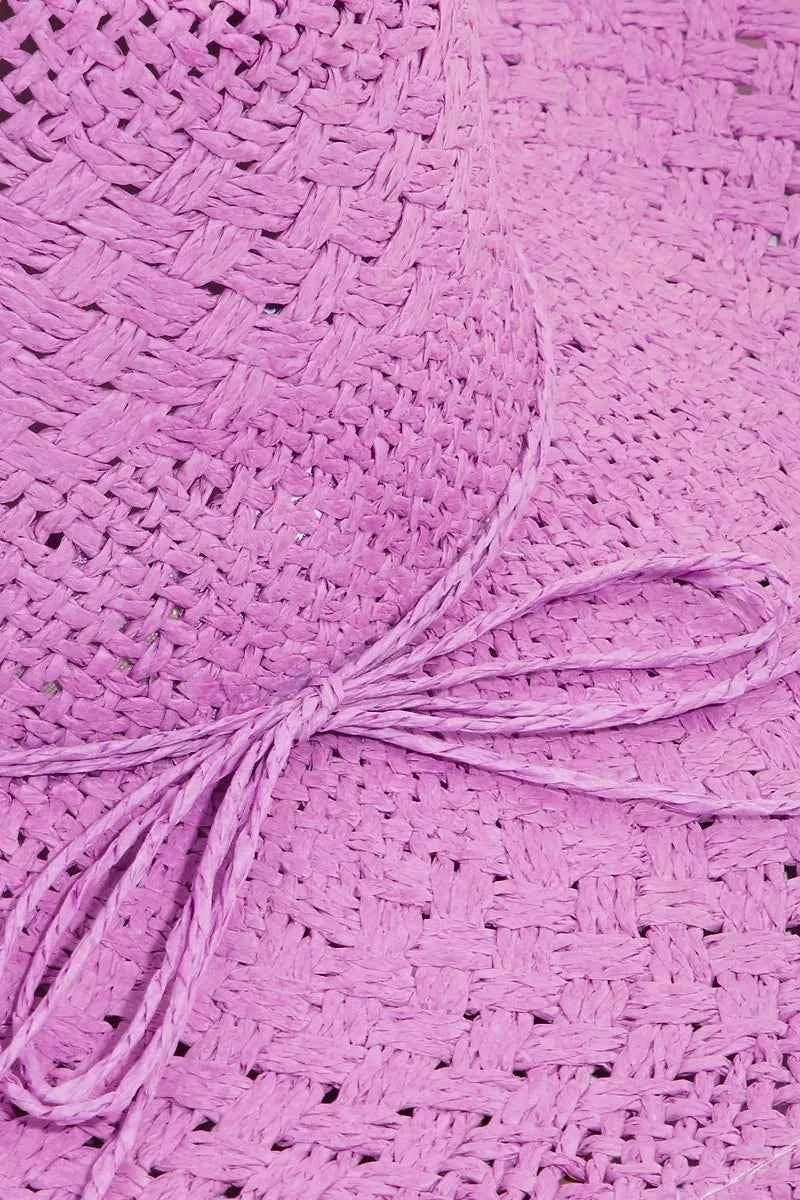Women's Fame Accessories Straw Braided Wide Brim Sun Hat Beach Purple One Size