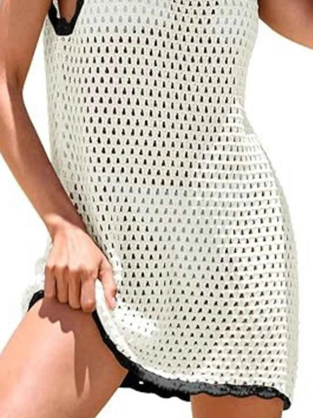 Women's Color Block Openwork Sleeveless Cutout Back Cover-Up Multi S-2XL
