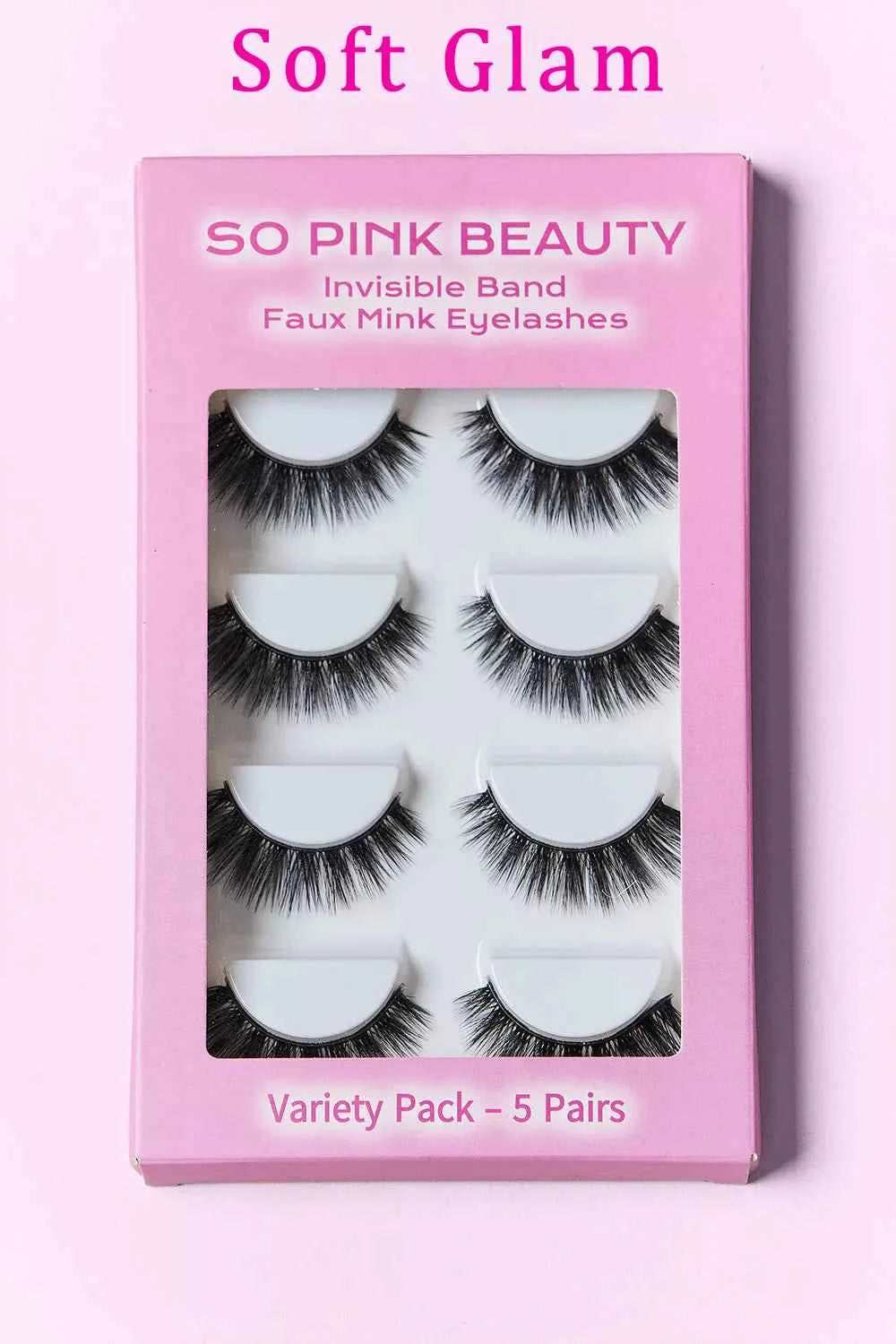 Women's So Pink Beauty 100% Mink False Eyelashes Varity Pack 5 Pairs One Size