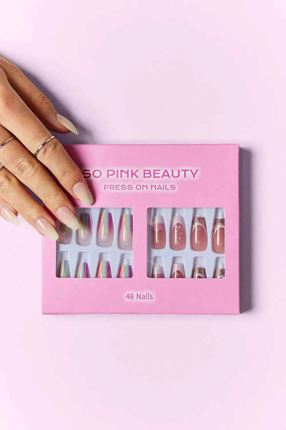 Women's So Pink Beauty Press-On Nails 2 Pack 48 Pieces Glue Included One Size Lover Girl One Size