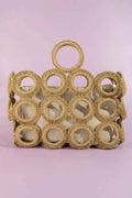 Fame Straw Round Pattern Mesh Hand Bag
