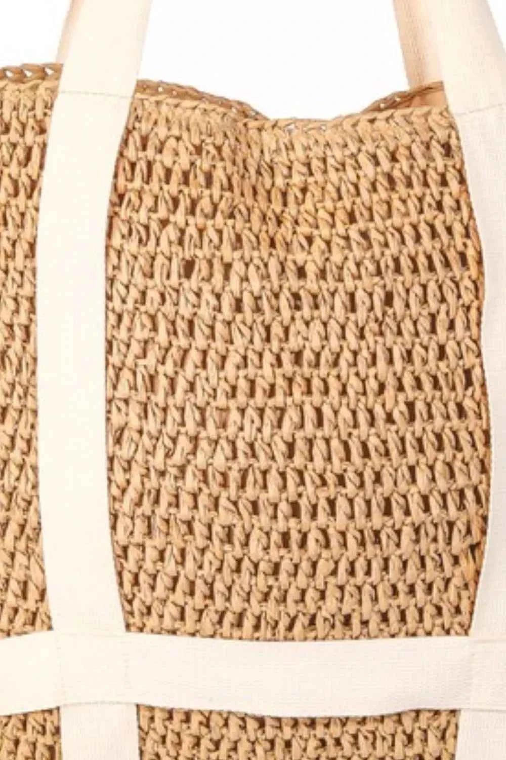 Women's Straw Braided Hat Carrier Tote Bag Beach Summer Camel One Size