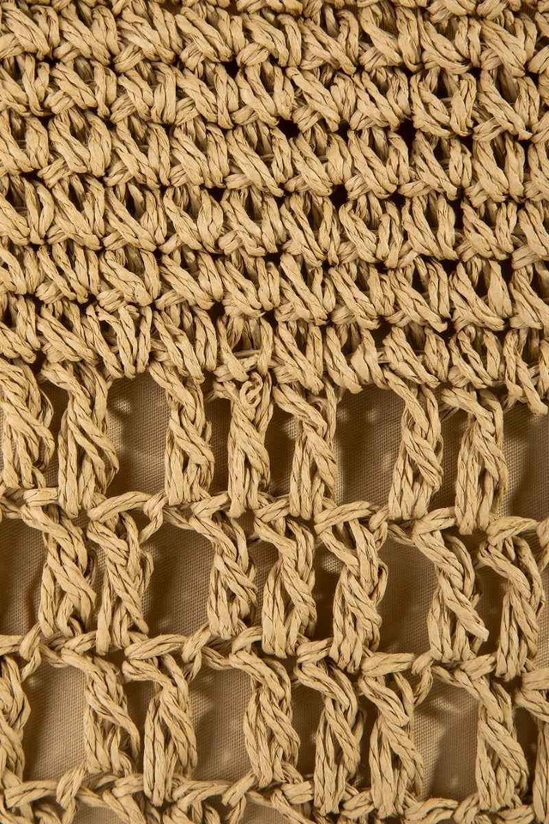 Women's Intricate Straw Braided Large Tote Bag Beach Summer Brown Beige