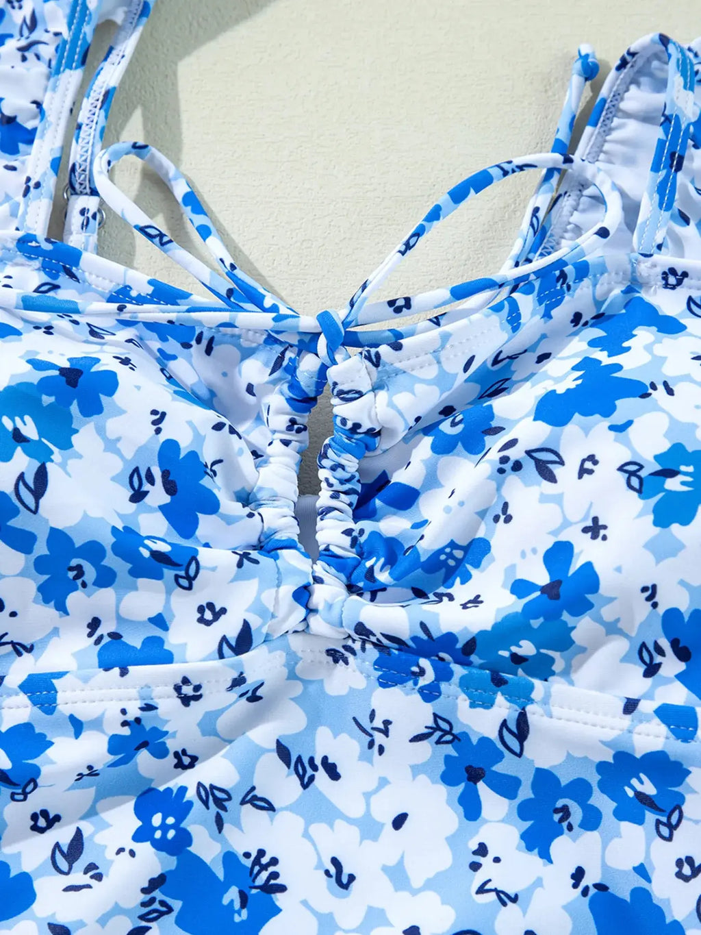 Women's Floral Ruffle Lace-Up One Piece Swimsuit – Breathable Out