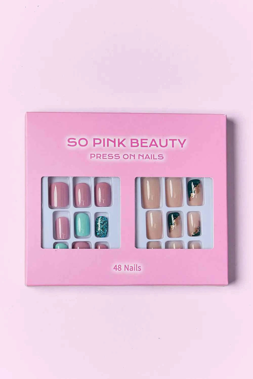 Women's So Pink Beauty Press-On Nails 2 Pack 48 Pieces Glue Included One Size