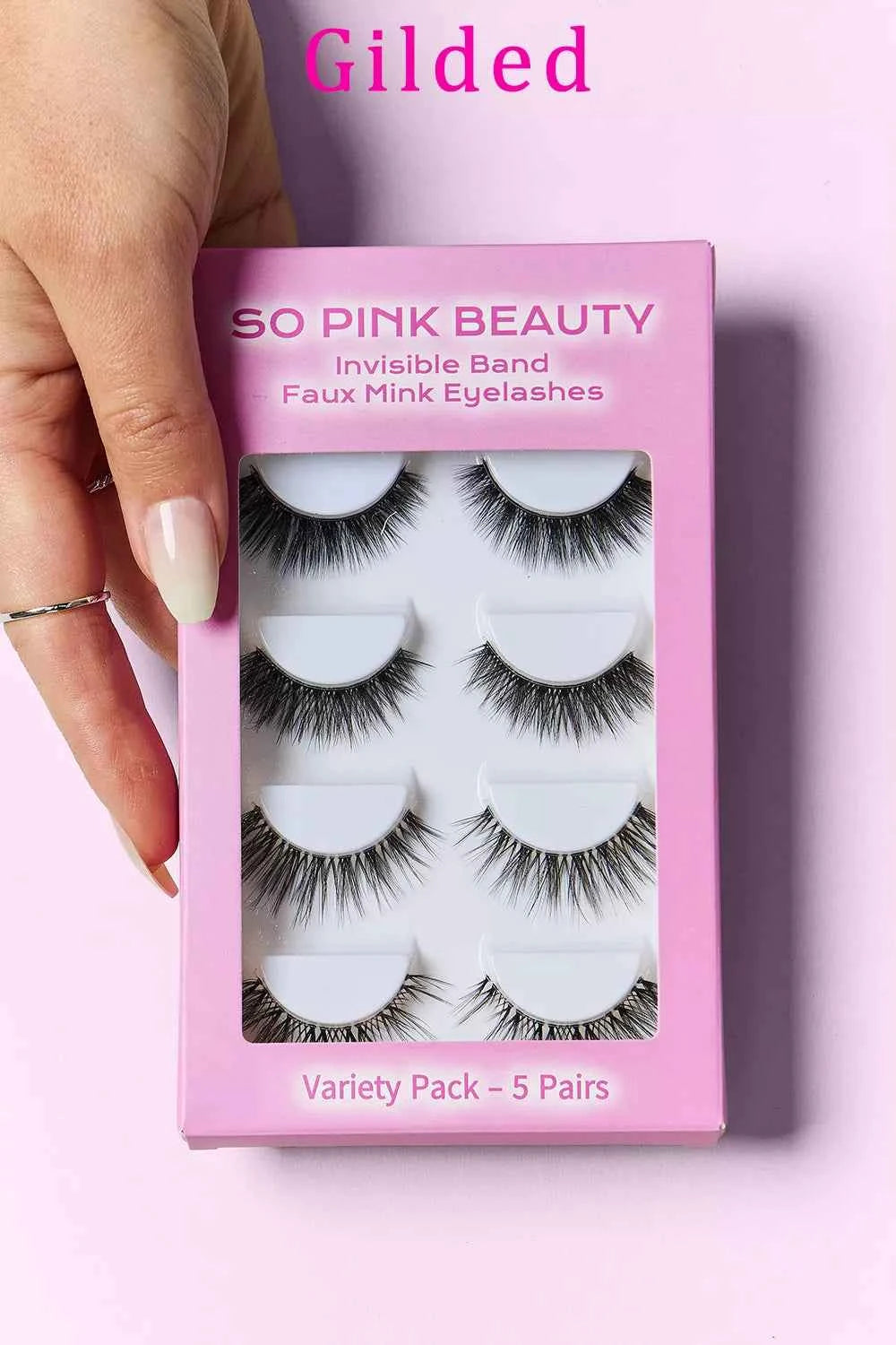 Women's So Pink Beauty Faux Mink Gilded False Eyelashes 5 Pairs One Size Gilded One Size