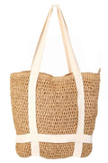 Women's Straw Braided Hat Carrier Tote Bag Beach Summer Camel One Size Camel one size