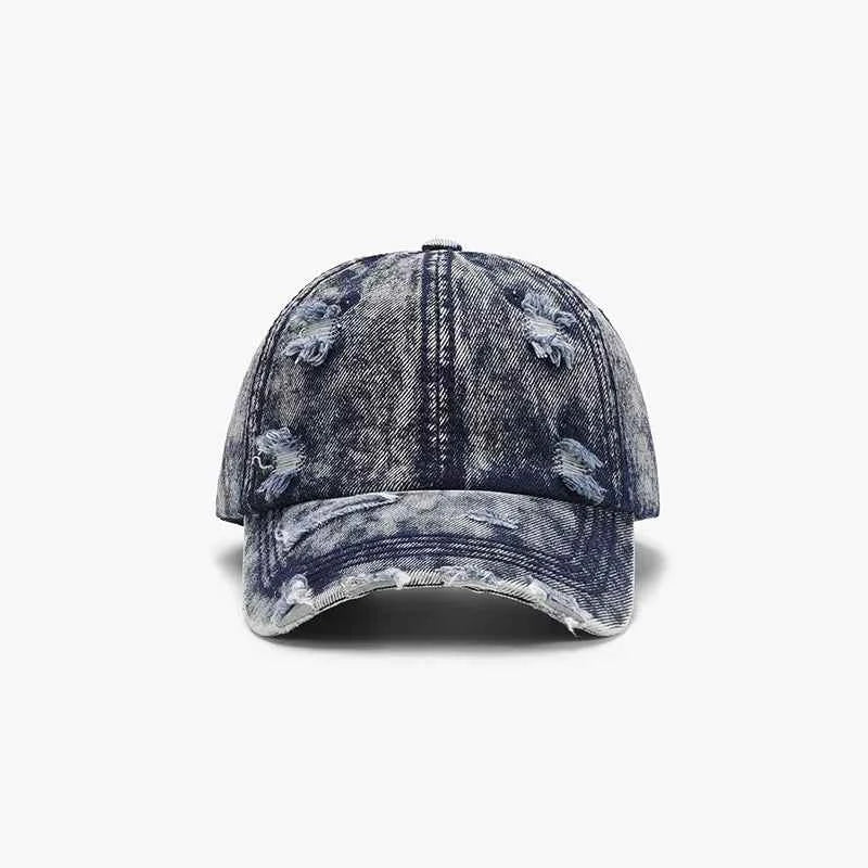 Women's Distressed Cotton Baseball Cap Boho Beach Resort Medium Light Black One Size Medium One Size