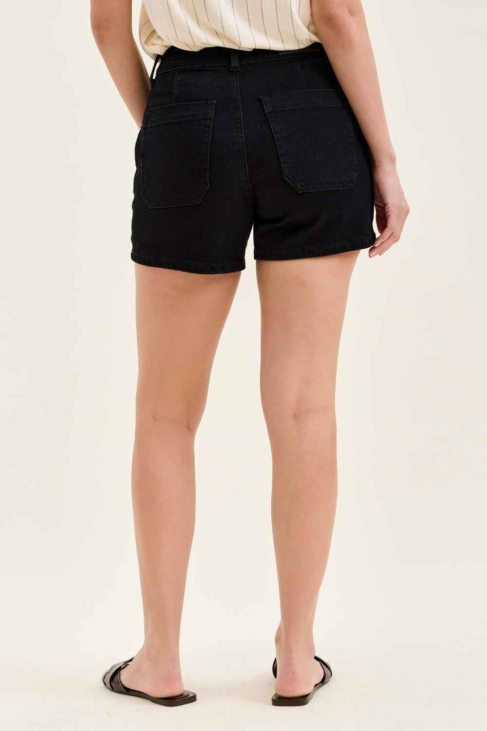 Women's Judy Blue High-Waisted Denim Trouser Shorts Pockets Black S-L