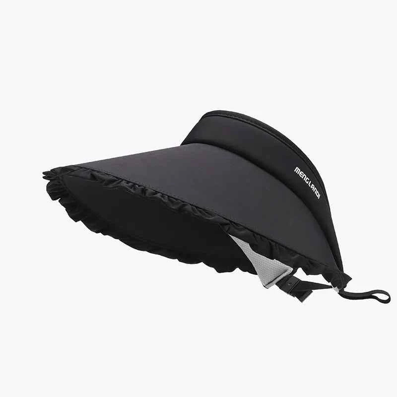 Women's Frill Adjustable Ice Silk Sun Hat Beach Resort Multi Colors One Size Black One Size