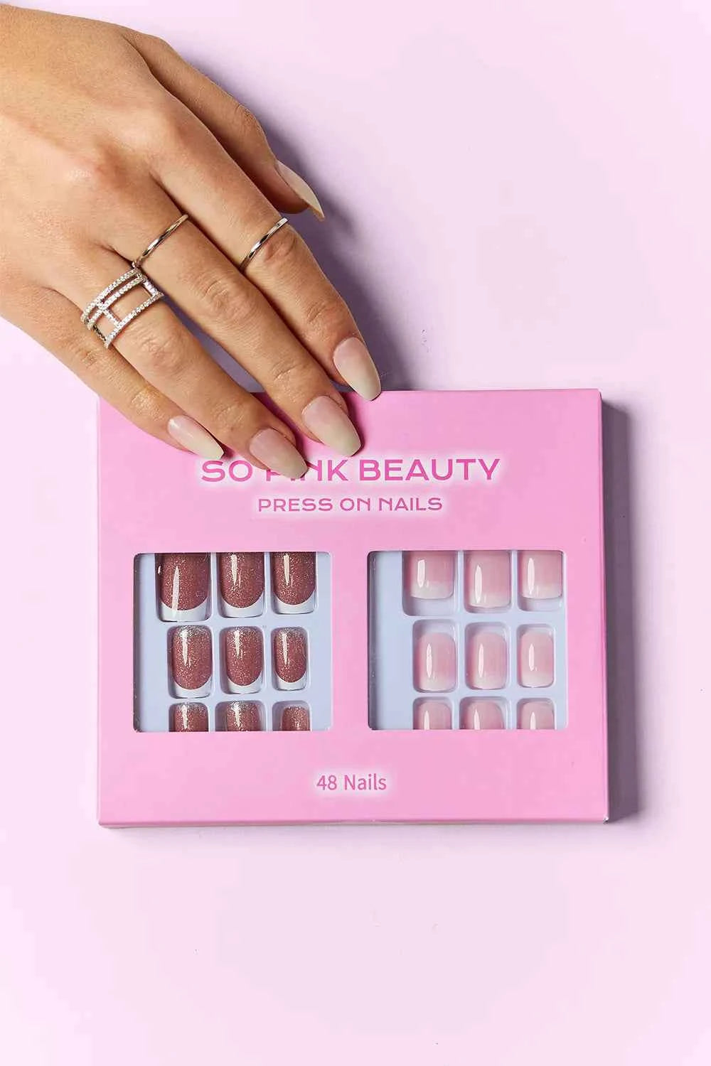 Women's So Pink Beauty Press-On Nails 2 Pack 48 Pieces Glue Included One Size Aurora One Size
