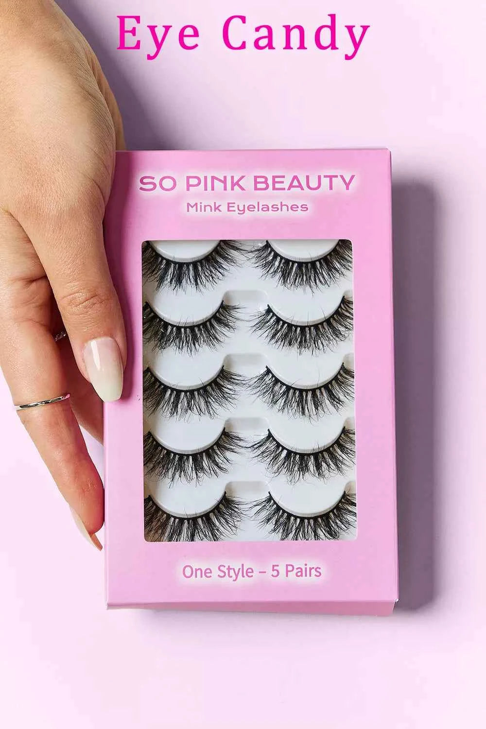 Women's So Pink Beauty 100% Mink False Eyelashes Varity Pack 5 Pairs One Size Eye Candy One Size