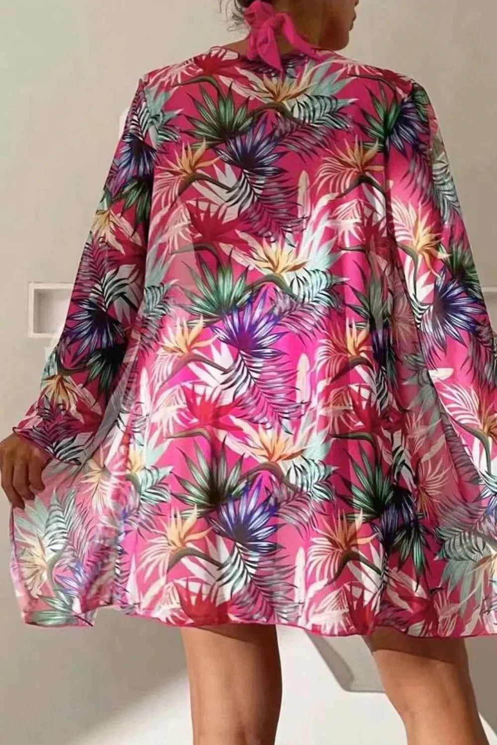 Women's Printed Halter Neck Tied Three-Piece Bikini Swim Set Multi Colors S-XL