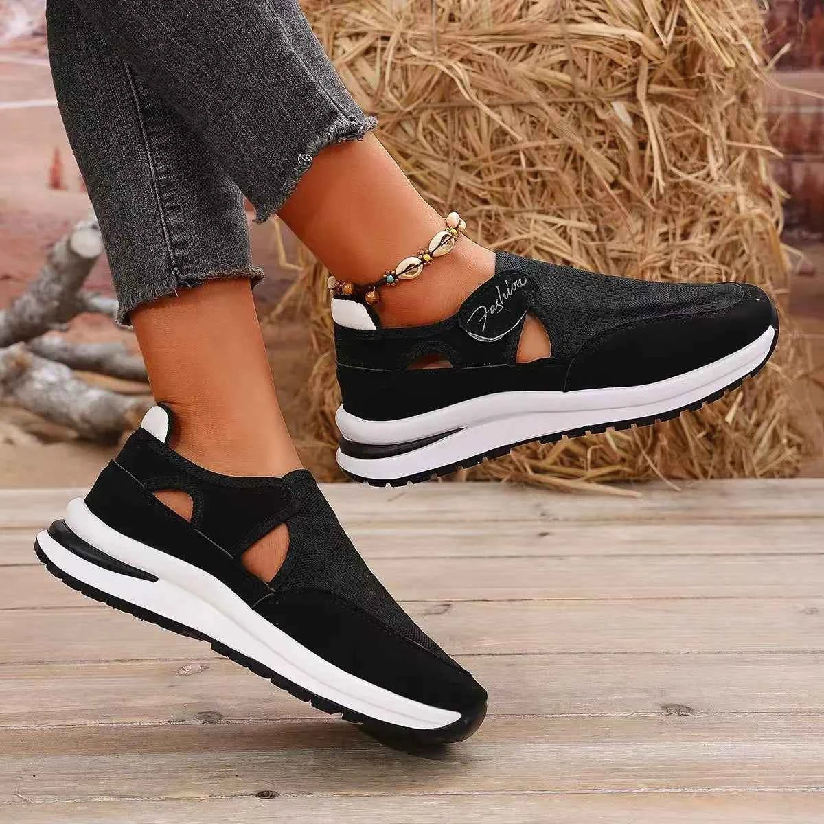 Women's Breathable Mesh Cutout Slip-On Flat Shoes Multi Colors US 5-11