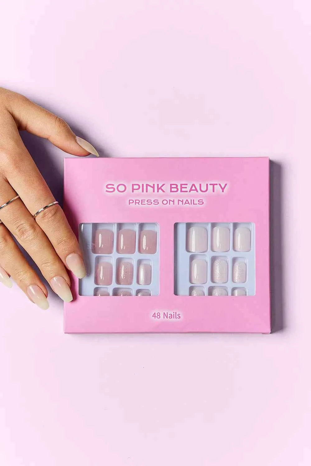 Women's So Pink Beauty Press-On Nails 2 Pack 48 Pieces Glue Included One Size