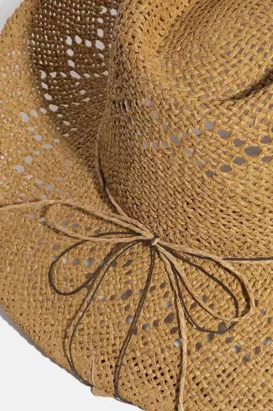 Fame Women's Turquoise Shell Star Beads Strap Western Straw Hat Boho Beach Brown One Size