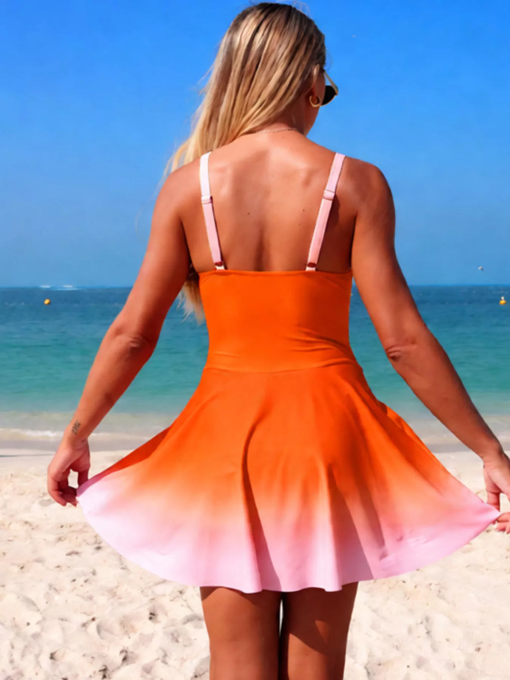 Women's V-Neck Gradient One-Piece Swimsuit – 4 Colors, S–2XL