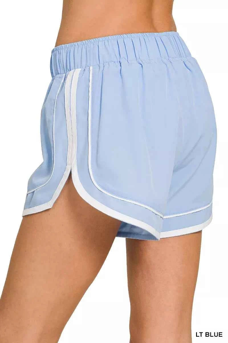 Women's Zenana Soft Woven Skort Dolphin Shorts Built-In Lining Light Blue S-L