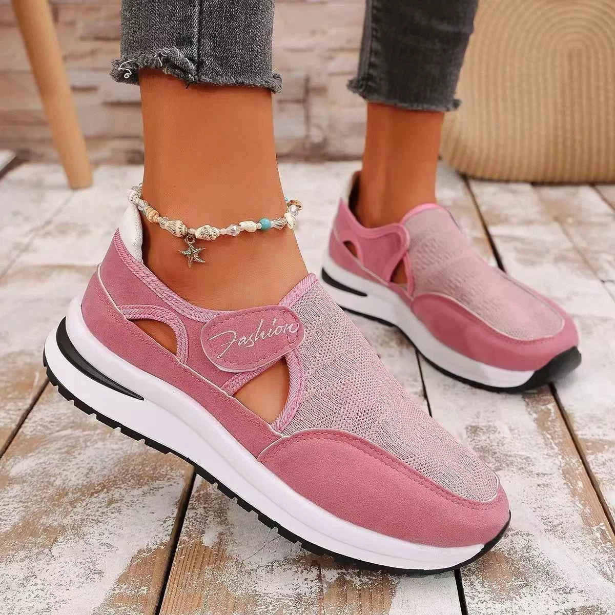 Women's Breathable Mesh Cutout Slip-On Flat Shoes Multi Colors US 5-11