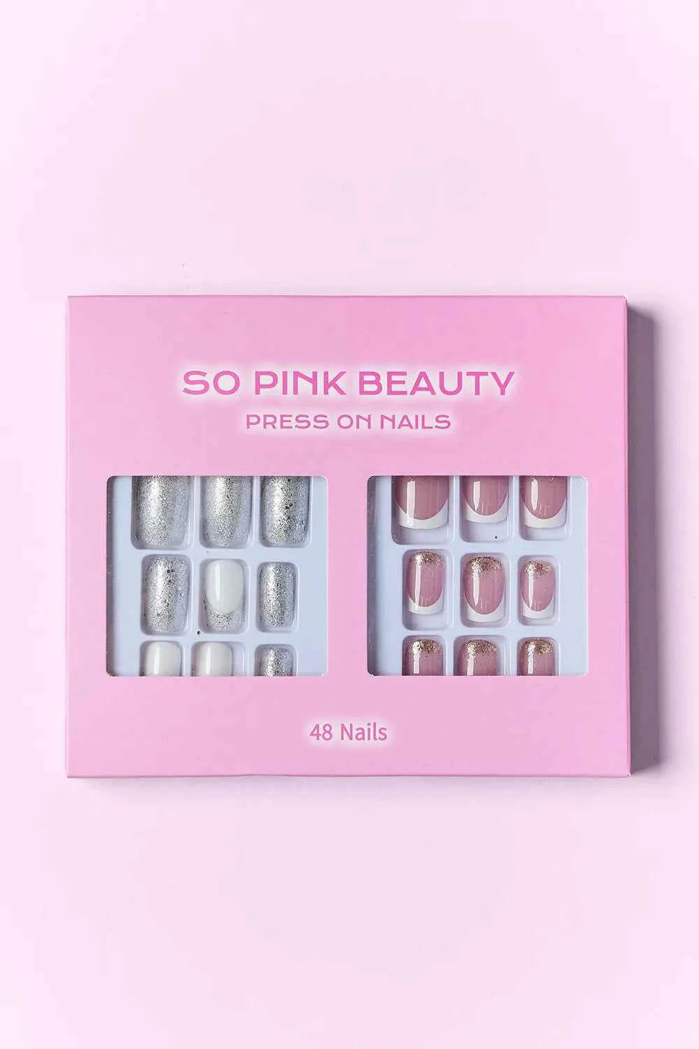 Women's So Pink Beauty Press-On Nails 2 Pack 48 Pieces Glue Included One Size