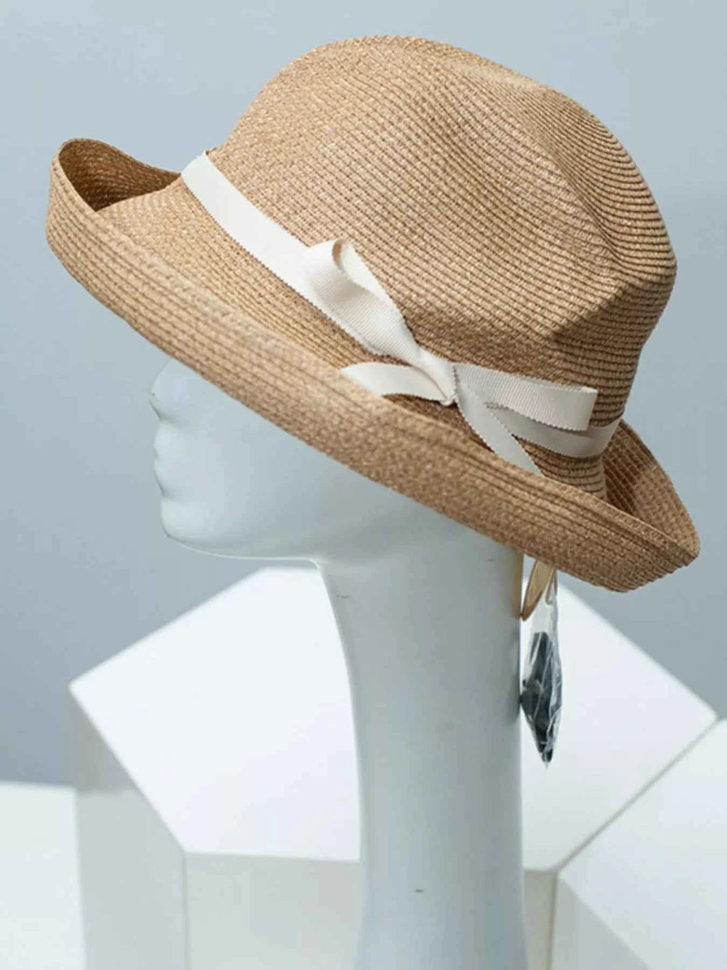 Women's Ribbon Straw Woven Beach Sun Hat Adjustable Brim Multi Colors One Size