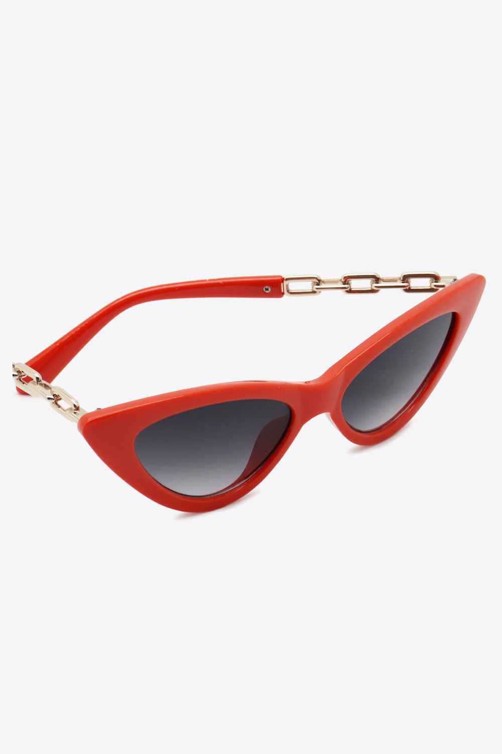 Women's Chain Detail Cat-Eye Sunglasses UV400 Coastal Deep Red Gray One Size