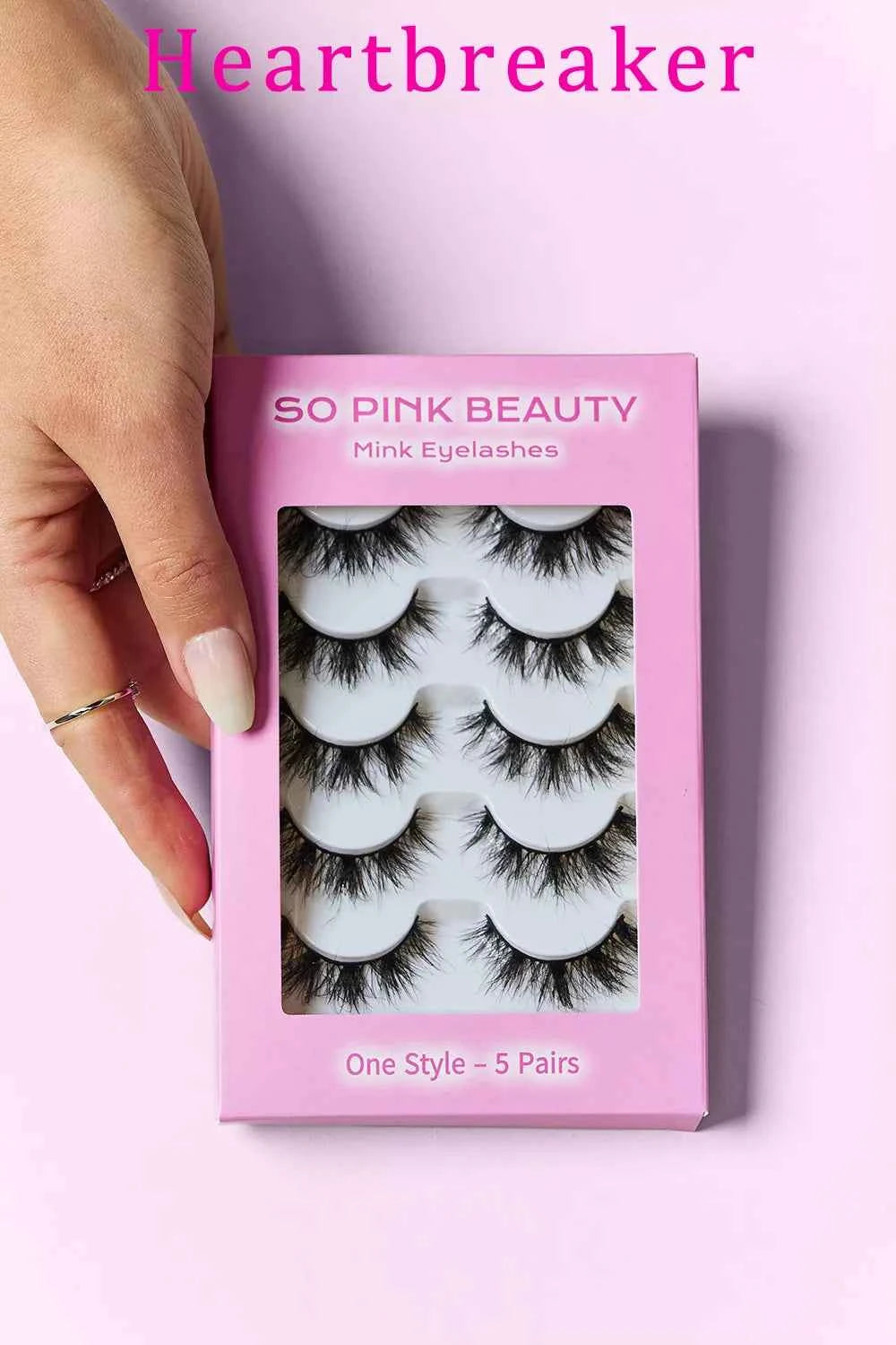 Women's So Pink Beauty 100% Mink False Eyelashes Varity Pack 5 Pairs One Size Heartbreaker One Size