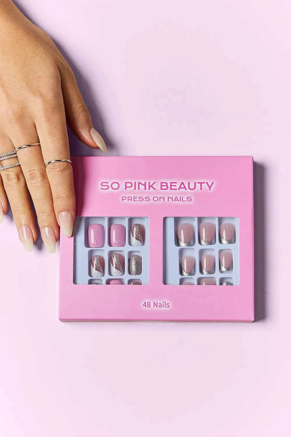 Women's So Pink Beauty Press-On Nails 2 Pack 48 Pieces Glue Included One Size Pretty in Pink One Size