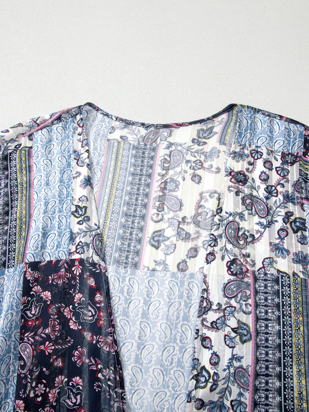 Women's Printed Open Front Cover Up Oversized Beach Kimono Blue One Size