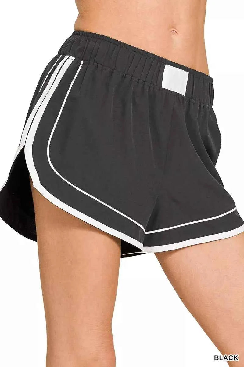 Women's Zenana Soft Woven Skort Built-In Shorts Active Casual Black S-L