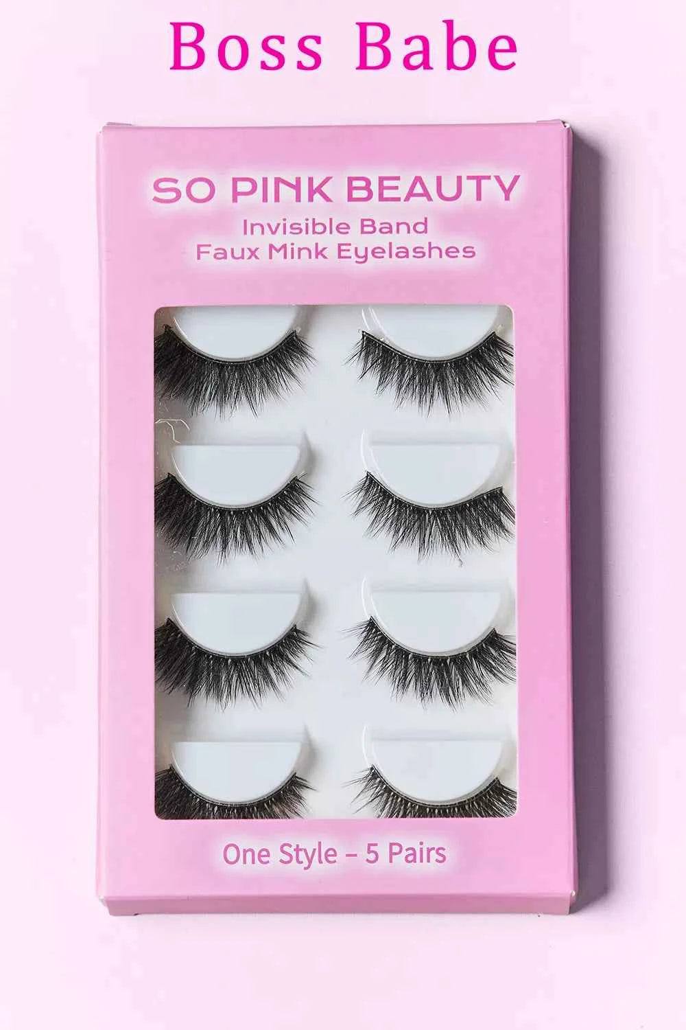 Women's So Pink Beauty Faux Mink False Eyelashes Variety Pack 5 Pairs One Size