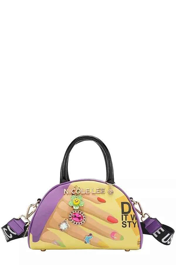 Women's Nicole Lee USA Nail Polish Mini Dome Handbag Vegan Leather One Size
