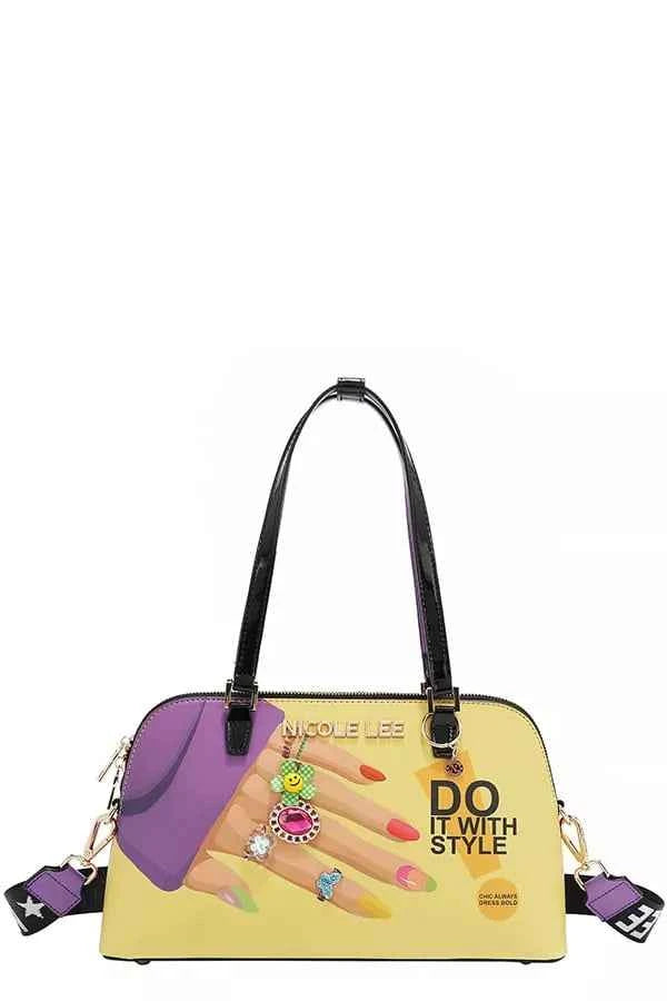 Women's Nicole Lee USA Nail Polish Dome Shoulder Bag Vegan Leather One Size