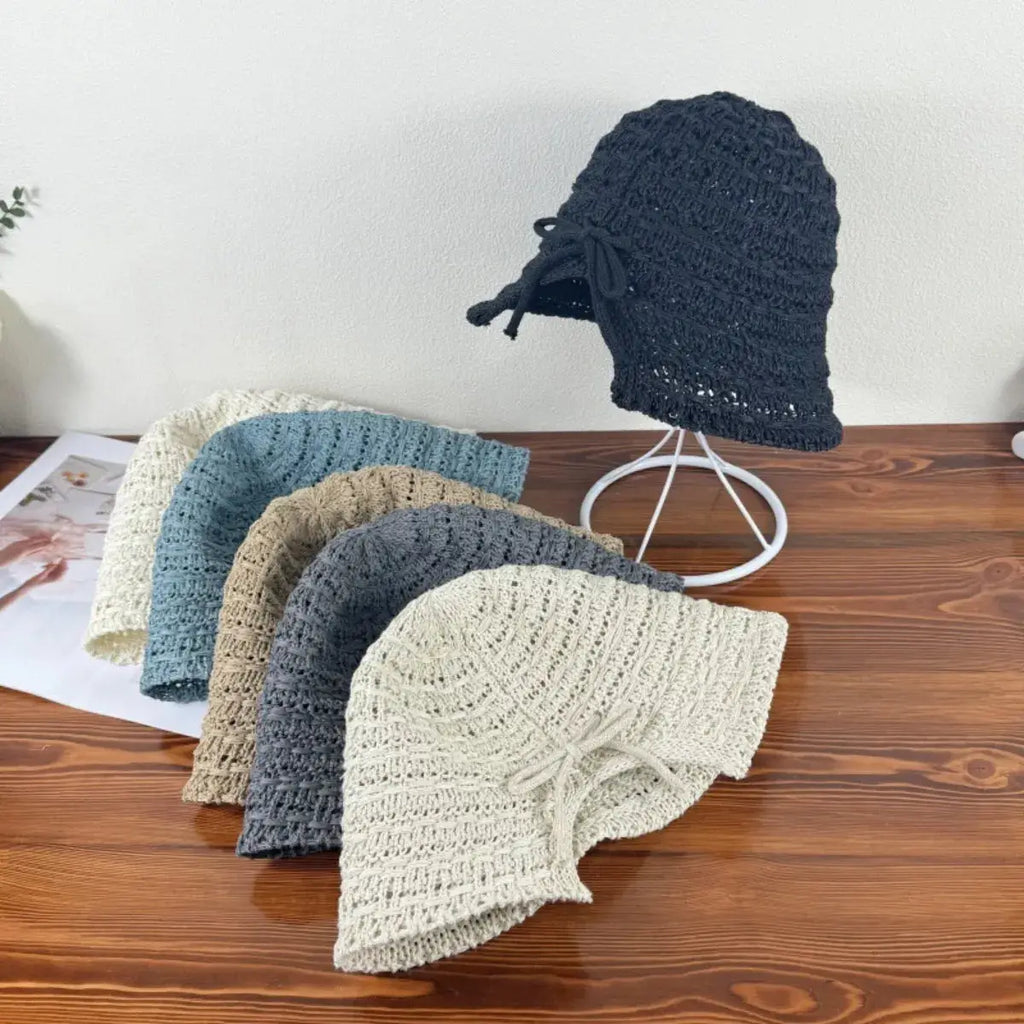 Women's Crochet Bucket Hat with Drawstring – 5 Colors