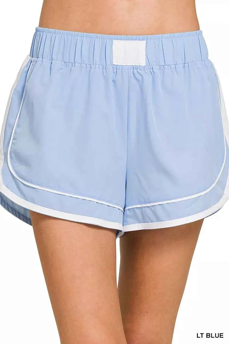 Women's Zenana Soft Woven Skort Dolphin Shorts Built-In Lining Light Blue S-L