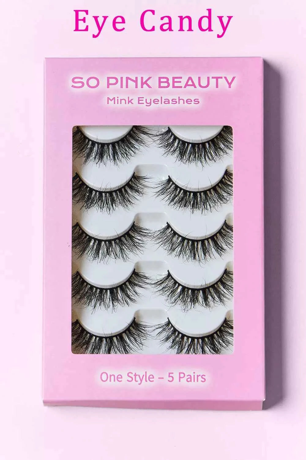 Women's So Pink Beauty 100% Mink False Eyelashes Varity Pack 5 Pairs One Size